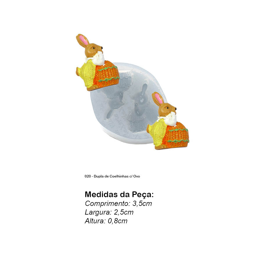 Molde de Silicone 020 - Dupla de Coelhinhas c/ Ovo