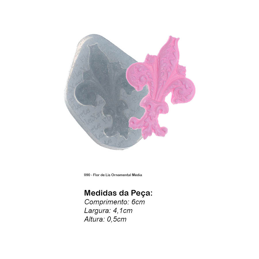 Molde de Silicone 090 - Flor de Lis Ornamental Média