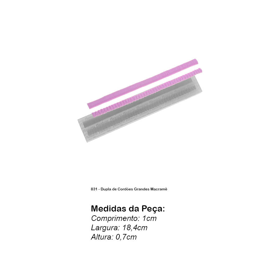 Molde de Silicone 831 - Dupla de Cordões Grandes Macramê