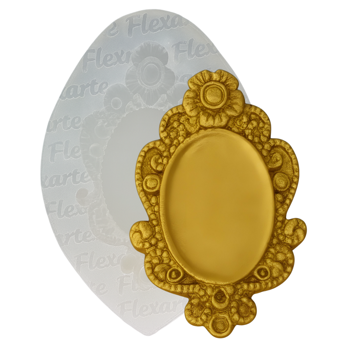 Molde de Silicone 1014 - Moldura Oval Pansy 4,5cm - Flexarte