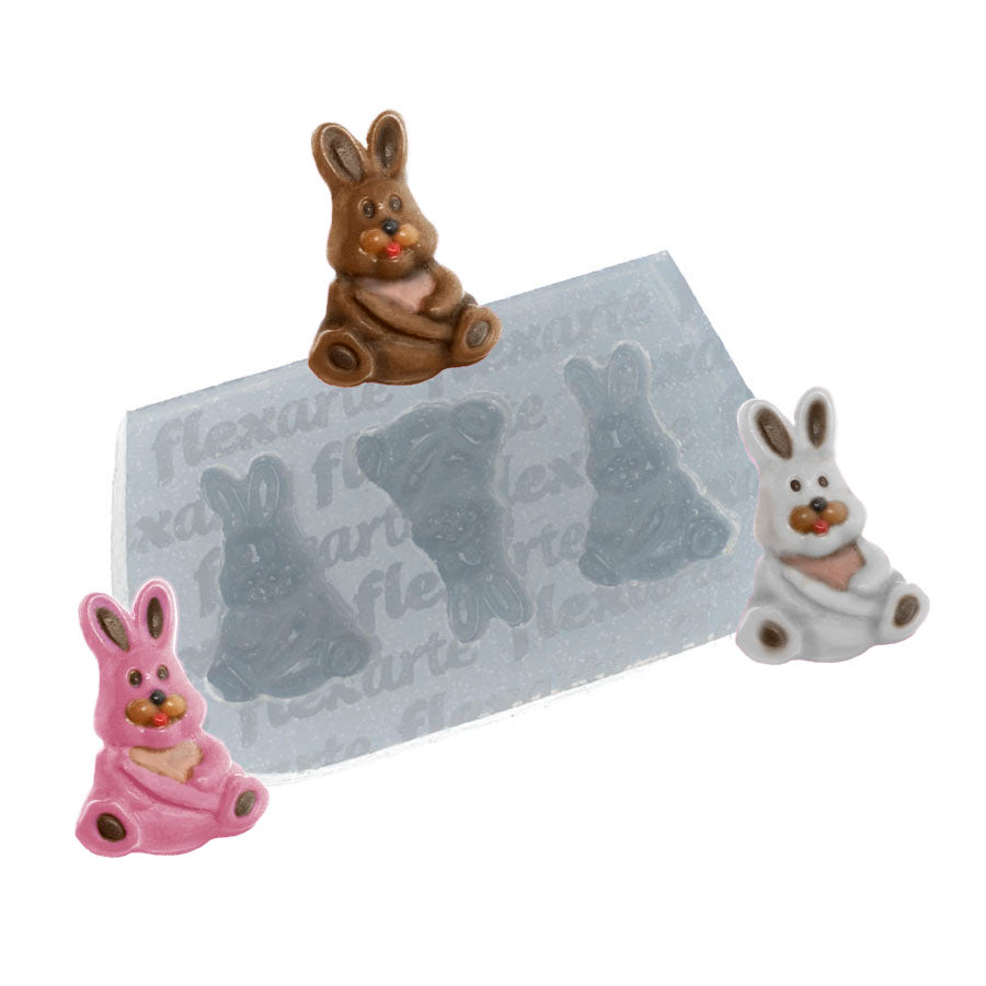 Molde de Silicone 734 - Trio de Coelhos Peq - com Cenoura