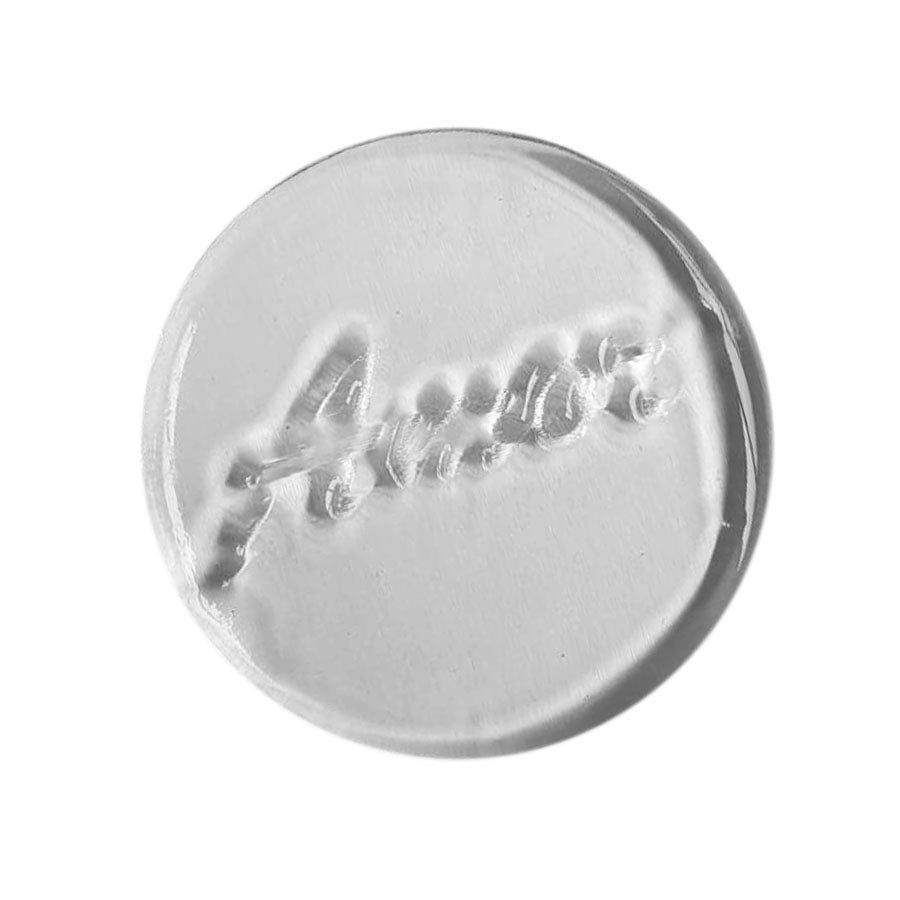 Molde de Silicone 583 - Tampa de Pirulito Chocalho Redondo AMOR 6 Cm