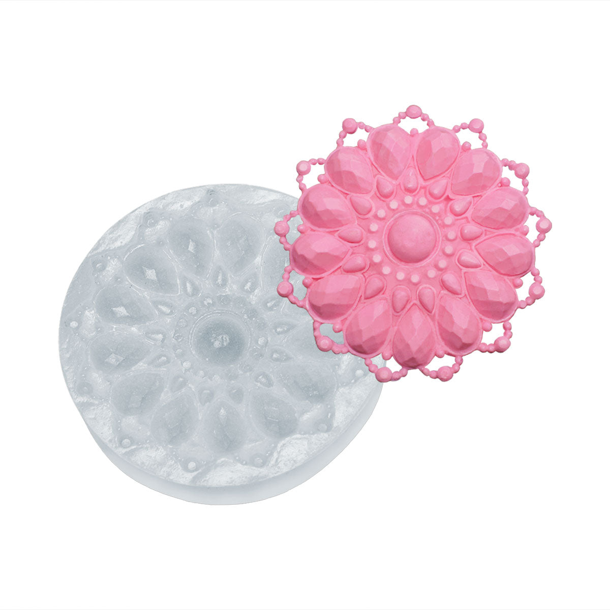 Molde de  Silicone 90002 Medalhão Detalhado Asterisco Grande