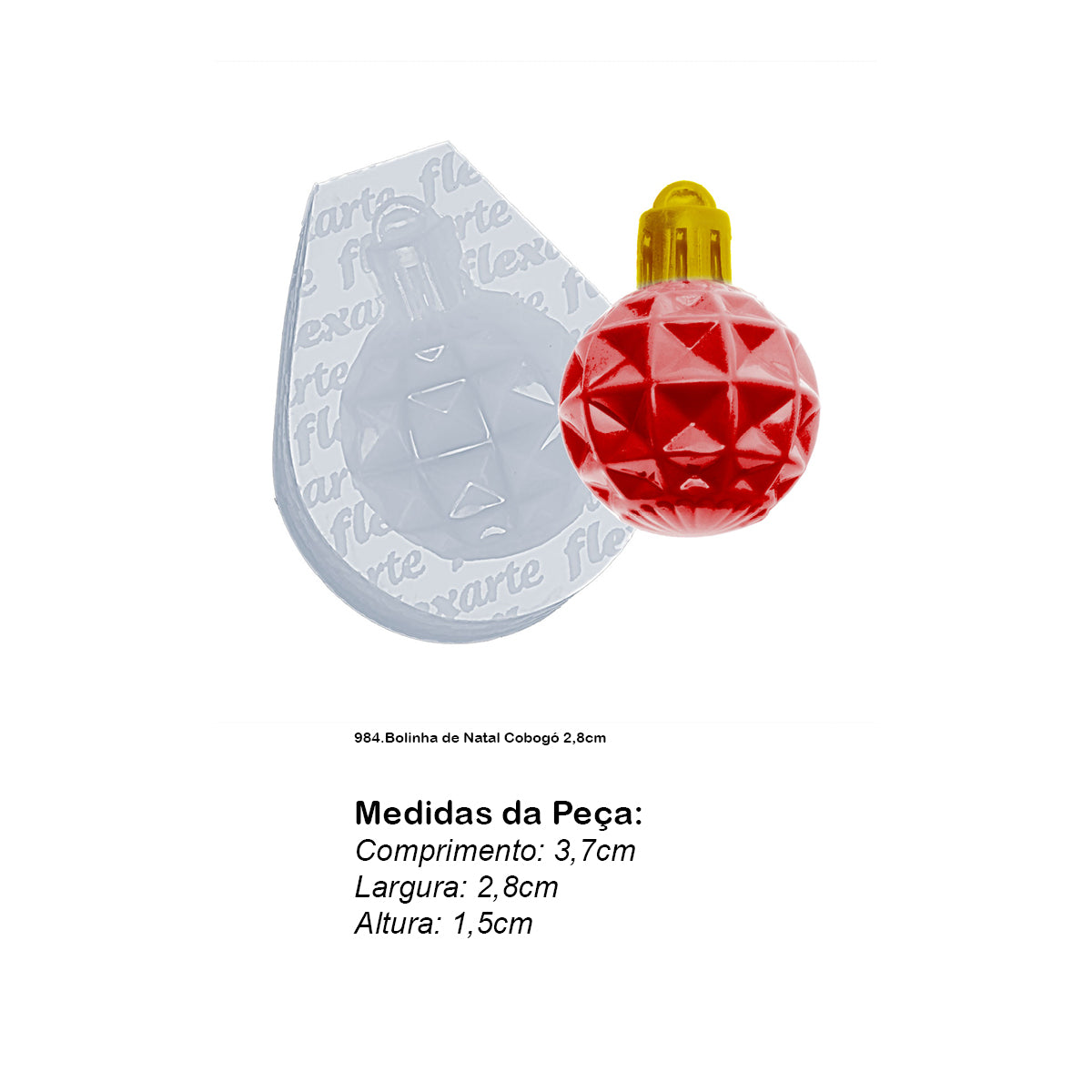 Molde de Silicone 984 - Bolinha de Natal Cobogó 2,8cm