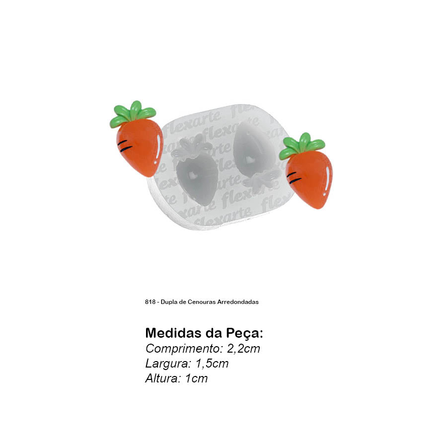 Molde de Silicone 818 - Dupla de Cenouras Arredondadas