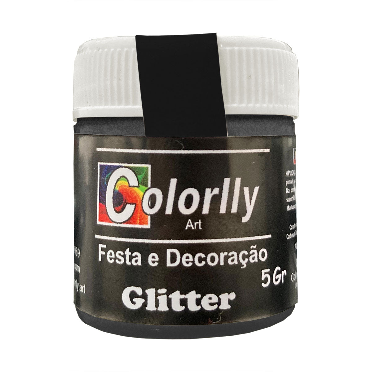 Pó Decoração Doces - Gliter Preto 5G - Colorlly