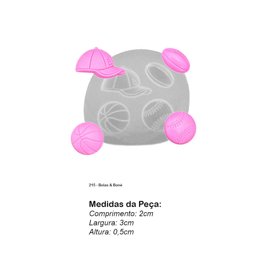 Molde de Silicone 215 - Bolas & Boné