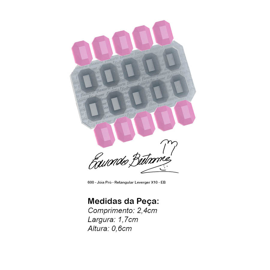 Molde de Silicone 600 - Jóia Pró - Retangular Leverger X10 - EB