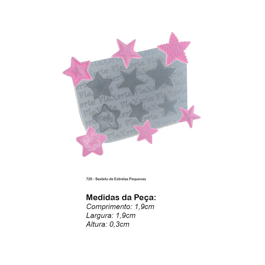 Molde de Silicone 720 - Sexteto de Estrelas Pequenas
