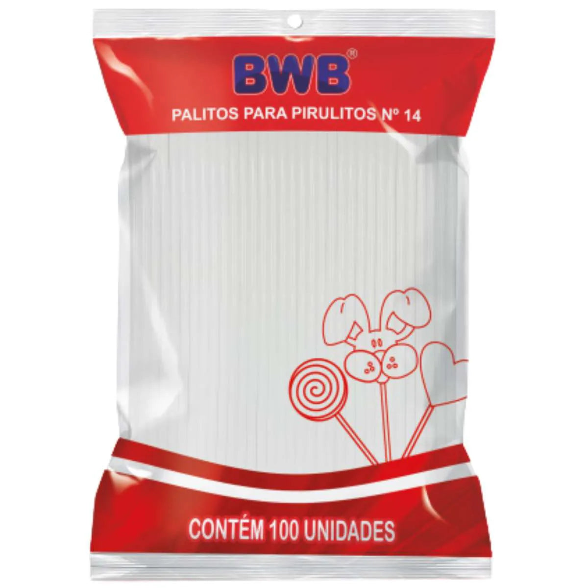 Palito p Pirulito Cristal M - 14cm - 100pçs Bwb - Flexarte