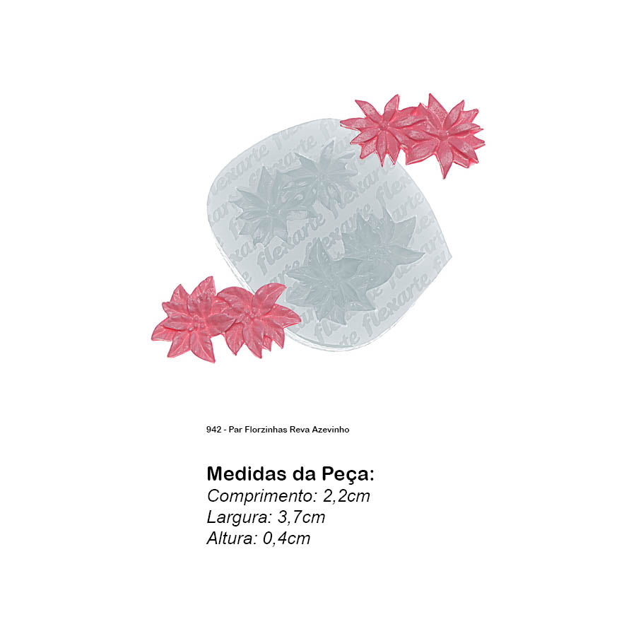 Molde de Silicone 942 - Par Florzinhas Reva Azevinho