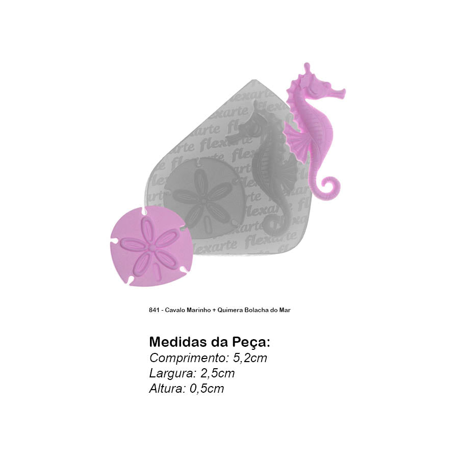 Molde de Silicone 841 - Cavalo Marinho + Quimera Bolacha do Mar