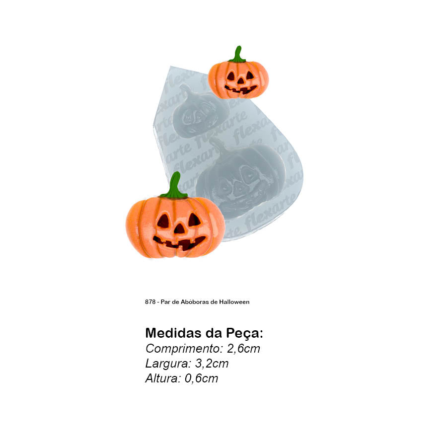 Molde de Silicone 878 - Par de Abóboras de Halloween