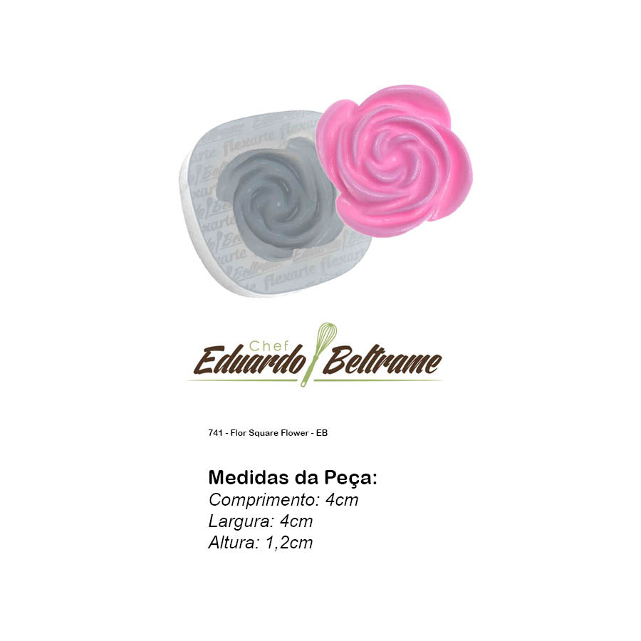 Molde de Silicone 741 - Flor Square Flower - EB