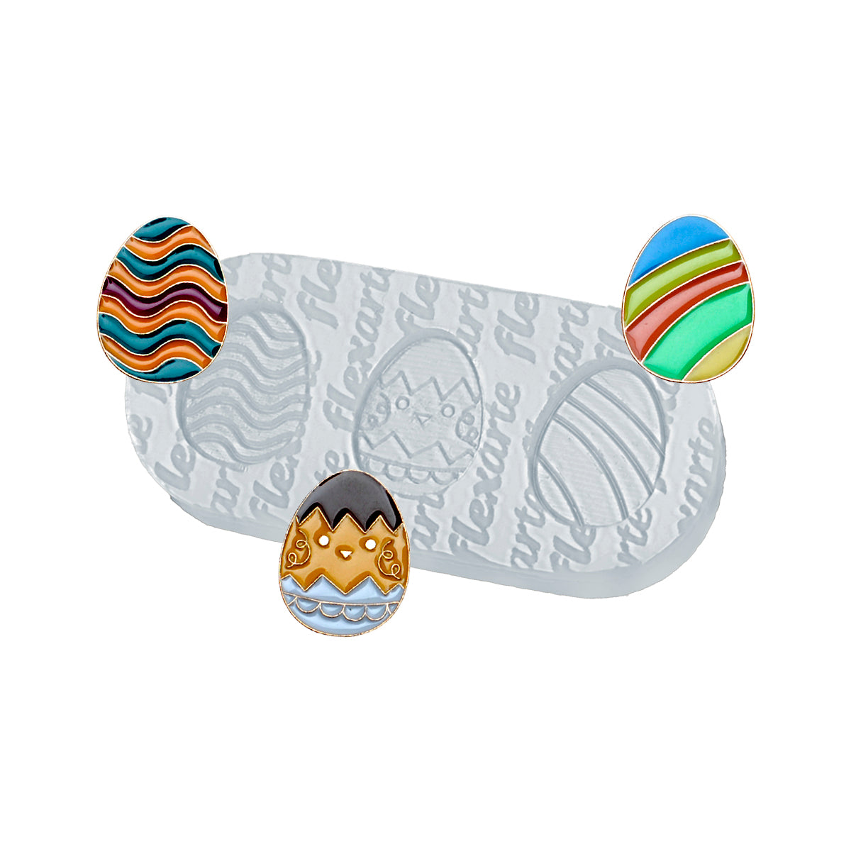 Molde de Silicone 996 - Trio de Ovos de Páscoa Gold Peq. 1,7cm