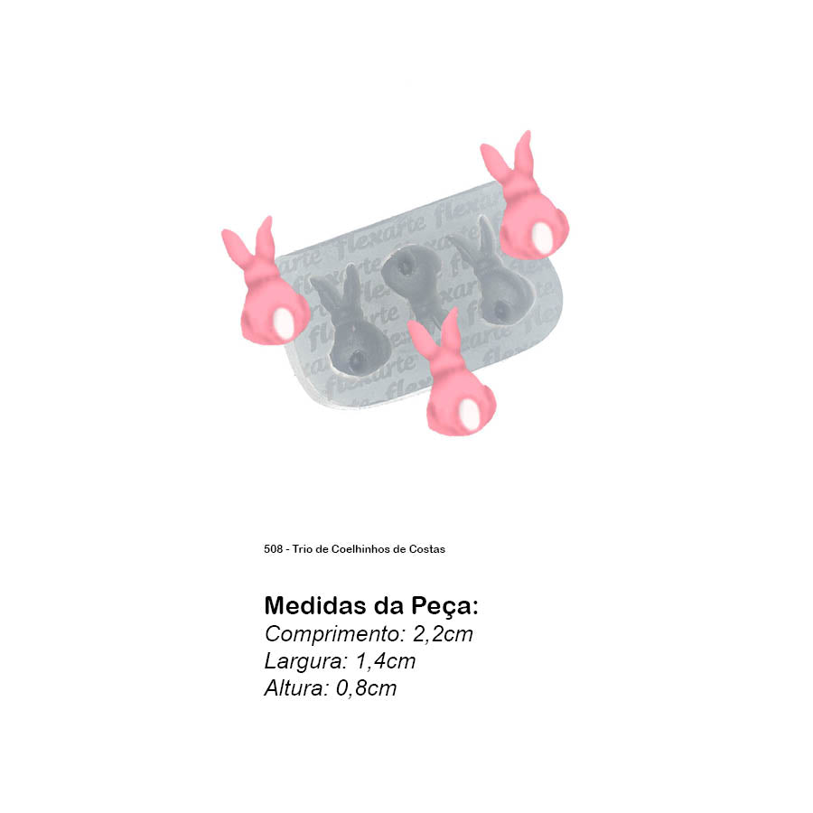 Molde de Silicone 508 - Trio de Coelhinhos de Costas