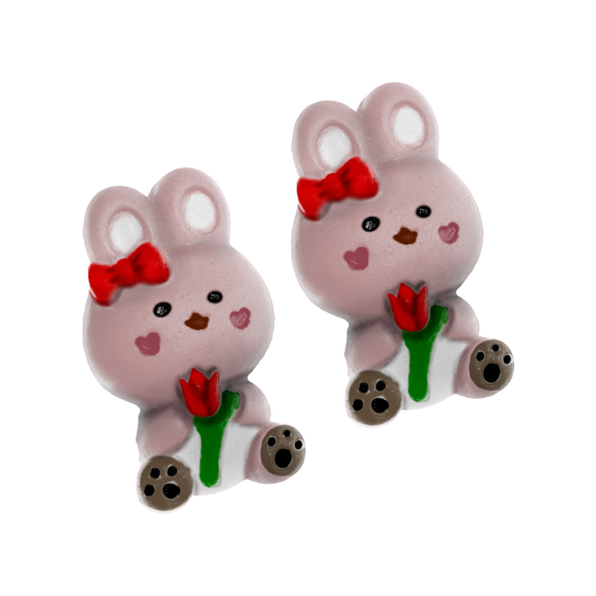 Molde de Silicone 821 - Dupla de Coelhos Peq - c/ Flor e Laço