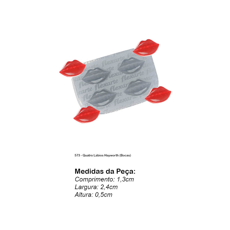 Molde de Silicone 573 - Quatro Lábios Hayworth (Bocas)