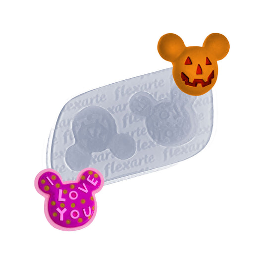 Molde de  Silicone 752 - Par de Orelhas de Halloween + I Love You