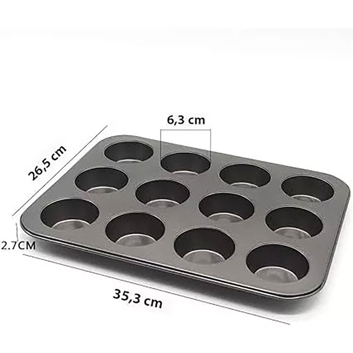 Forma de Cupcake Antiaderente Teflon 12 Cavidades