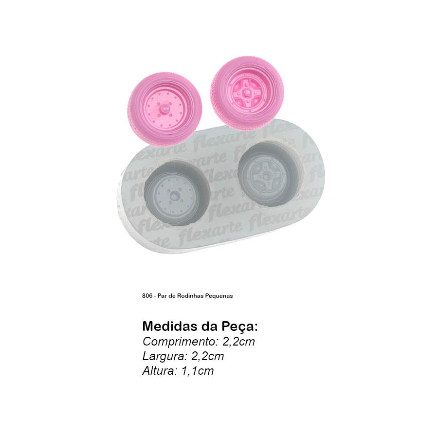 Molde de Silicone 806 - Par de Rodinhas Pequenas