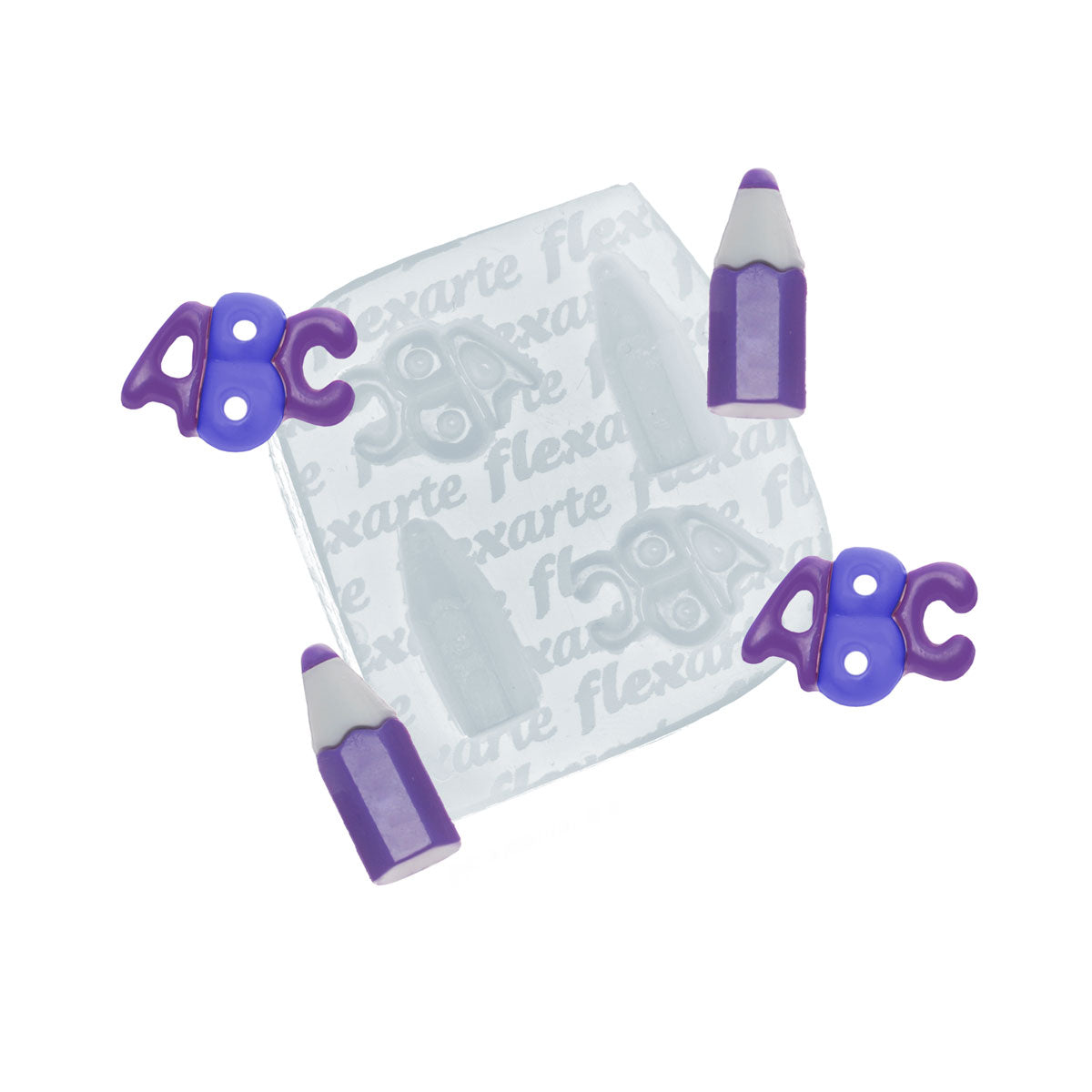 Molde de Silicone 966 - Kit Professor 3 - Lápis + Letras ABC