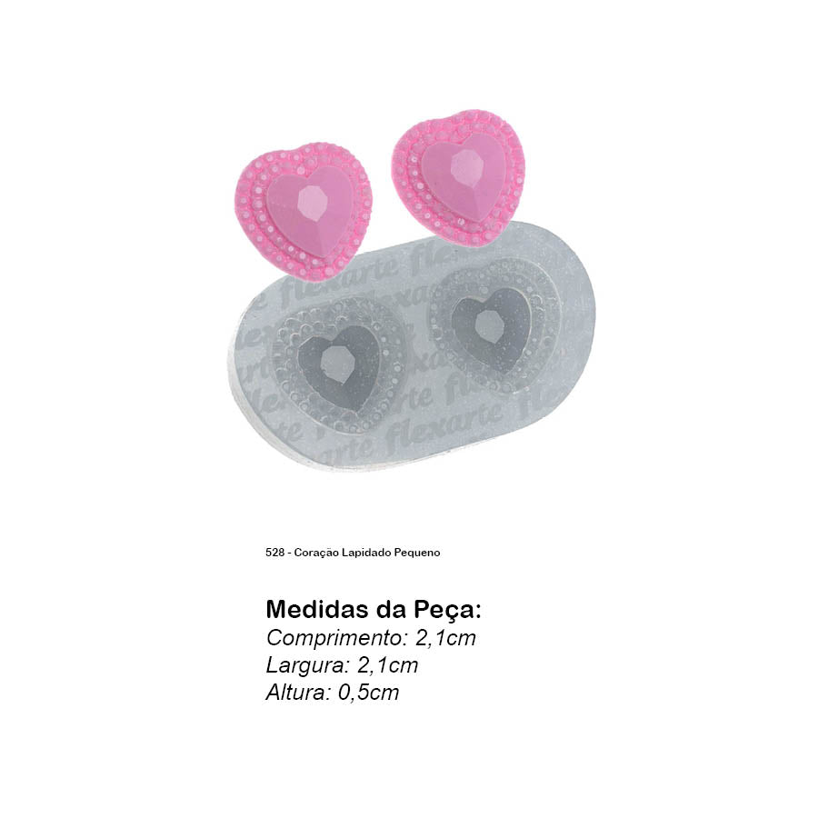 Molde de Silicone 528 - Coração Lapidado Pequeno
