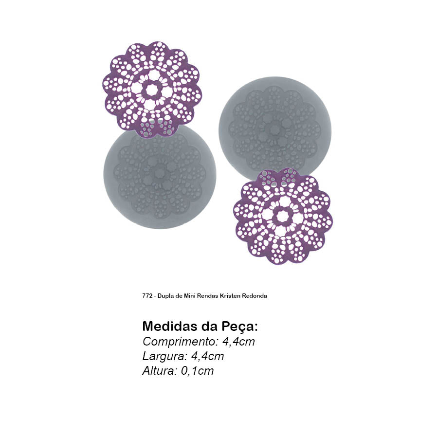 Molde de Silicone 772 - Dupla de Mini Rendas Kristen Redonda
