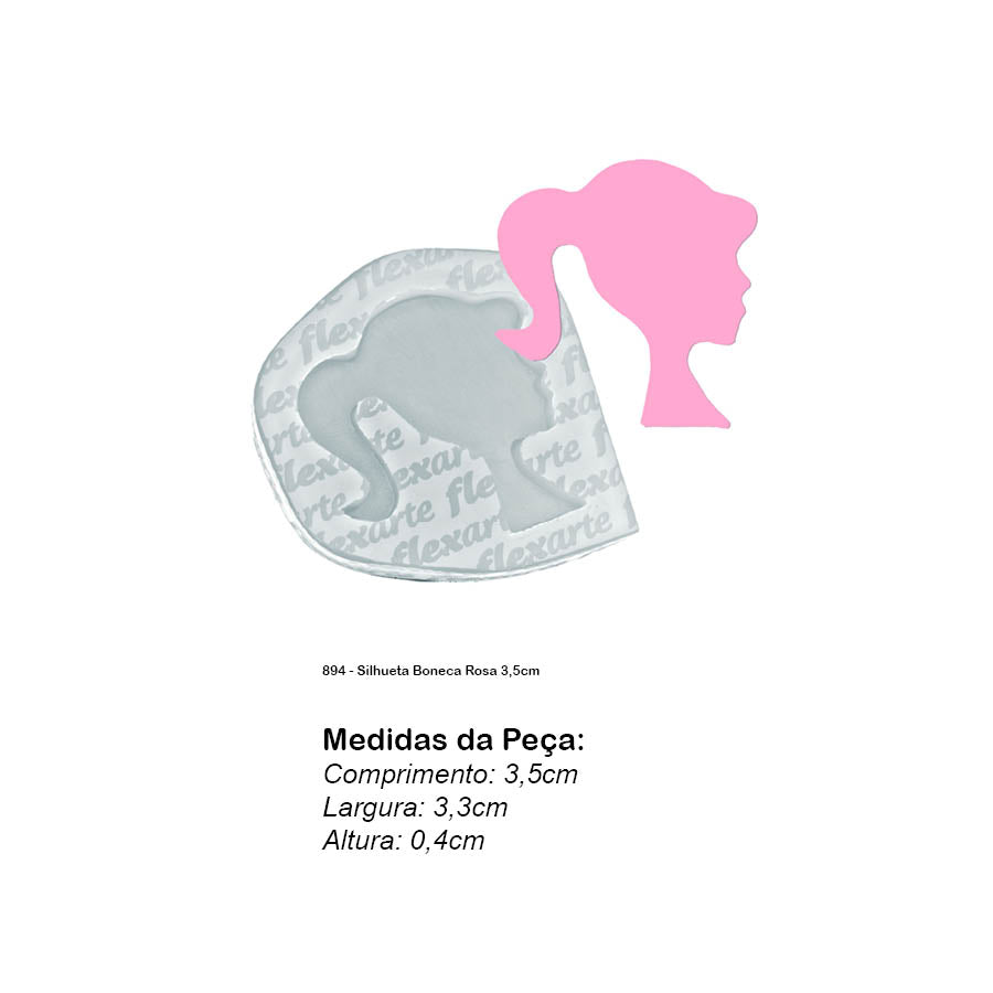 Molde de Silicone 894 - Silhueta Boneca Rosa 3,5cm