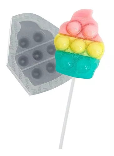 Kit C 2 Moldes 691 - Pirulitos Fidget Pop It - Cupcake 6cm