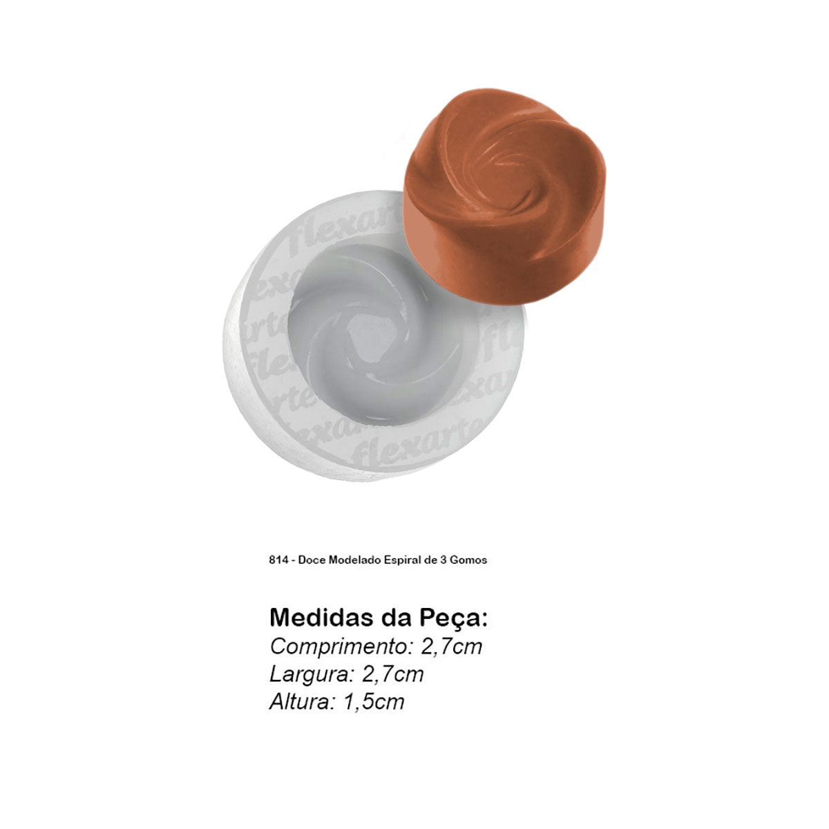 Molde de Silicone 814 - Doce Modelado Espiral de 3 Gomos