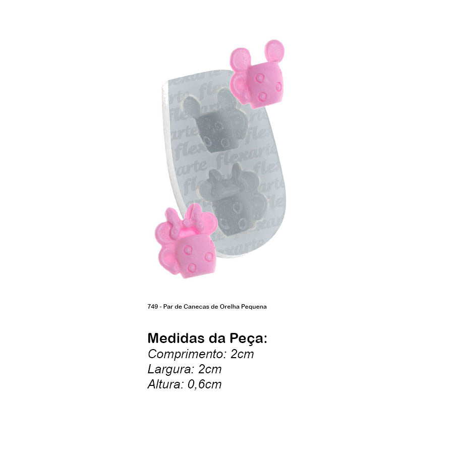 Molde de Silicone 749 - Par de Canecas de Orelha Pequena