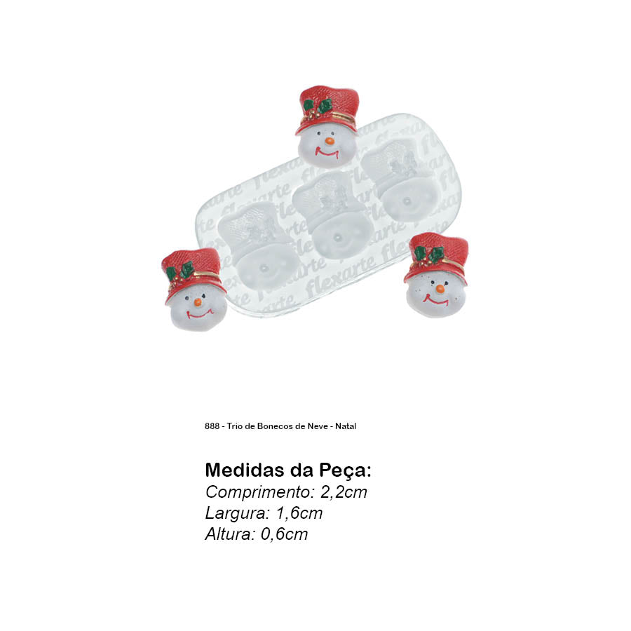 Molde de Silicone 888 - Trio de Bonecos de Neve - Natal