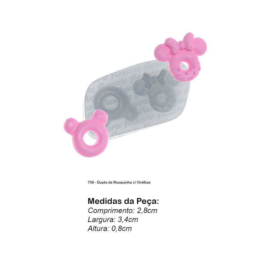 Molde de Silicone 758 - Dupla de Rosquinha c/ Orelhas