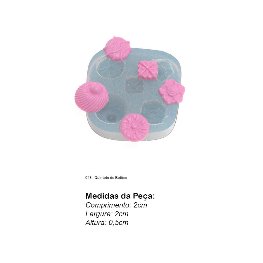 Molde de Silicone 043 - Quinteto de Botões