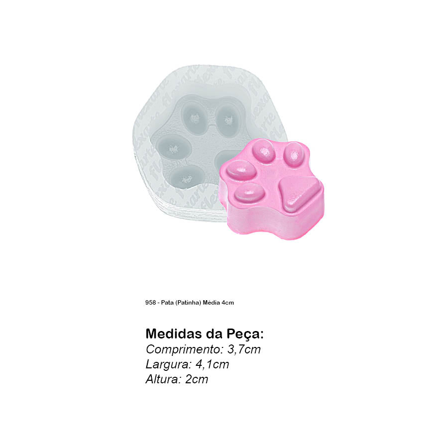 Molde de Silicone 958 - Pata (Patinha) Média 4cm