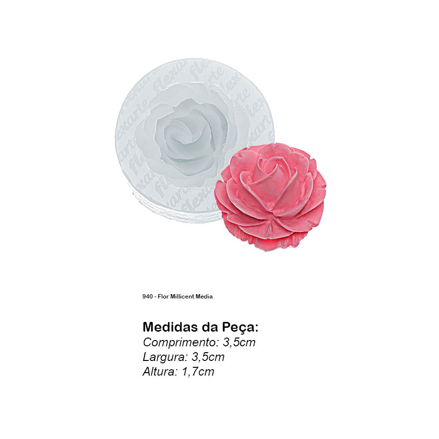 Molde de Silicone 940 - Flor Millicent Média