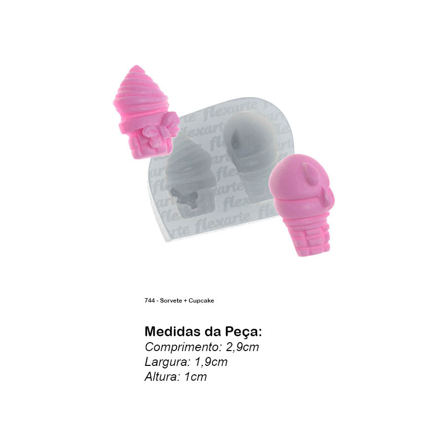 Molde de Silicone 744 - Sorvete + Cupcake