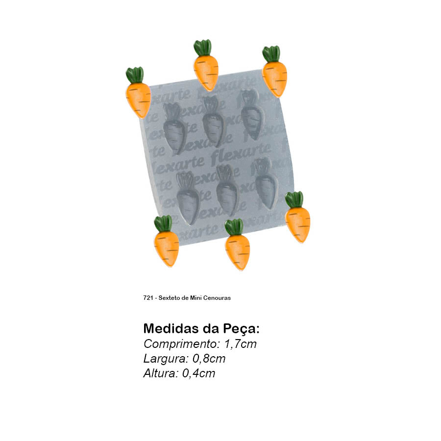 Molde de Silicone 721 - Sexteto de Mini Cenouras