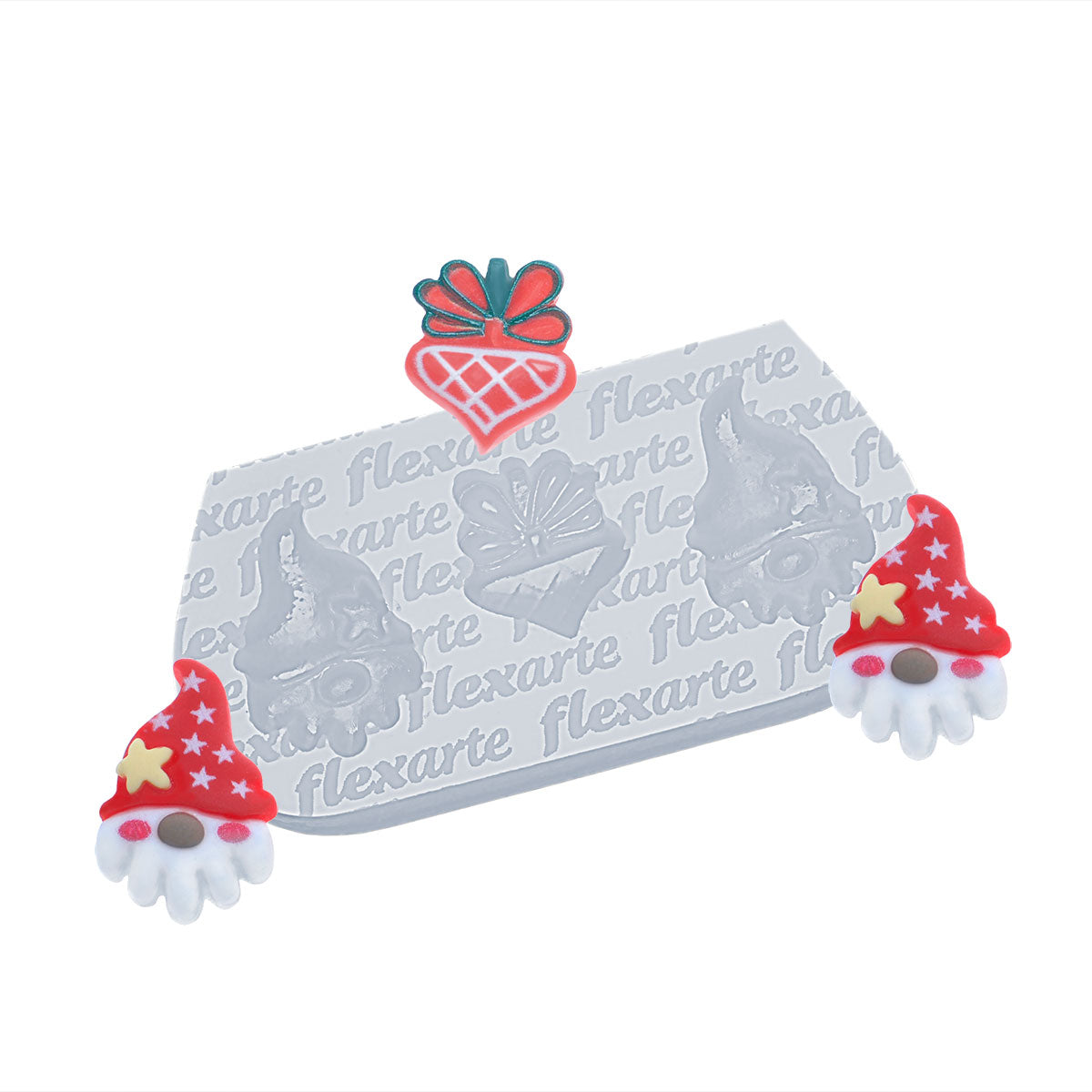 Molde de Silicone 991 - Natal 6 - Dupla de Papai Noel + Coração Natalino