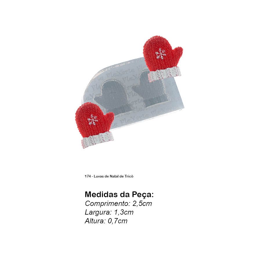Molde de Silicone 174 - Luvas de Natal de Tricô