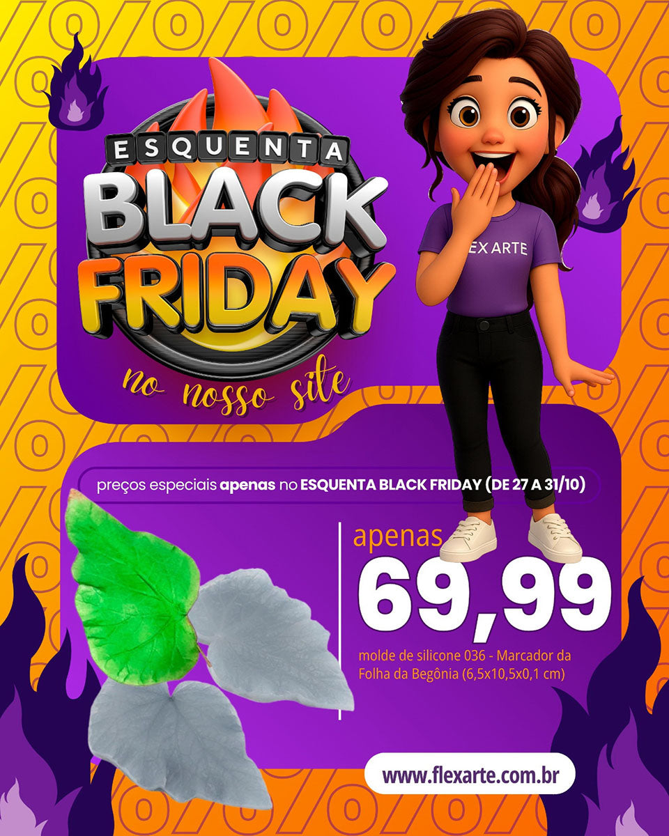 Molde de Silicone 036 - Marcador Folha da Begônia 20% OFF