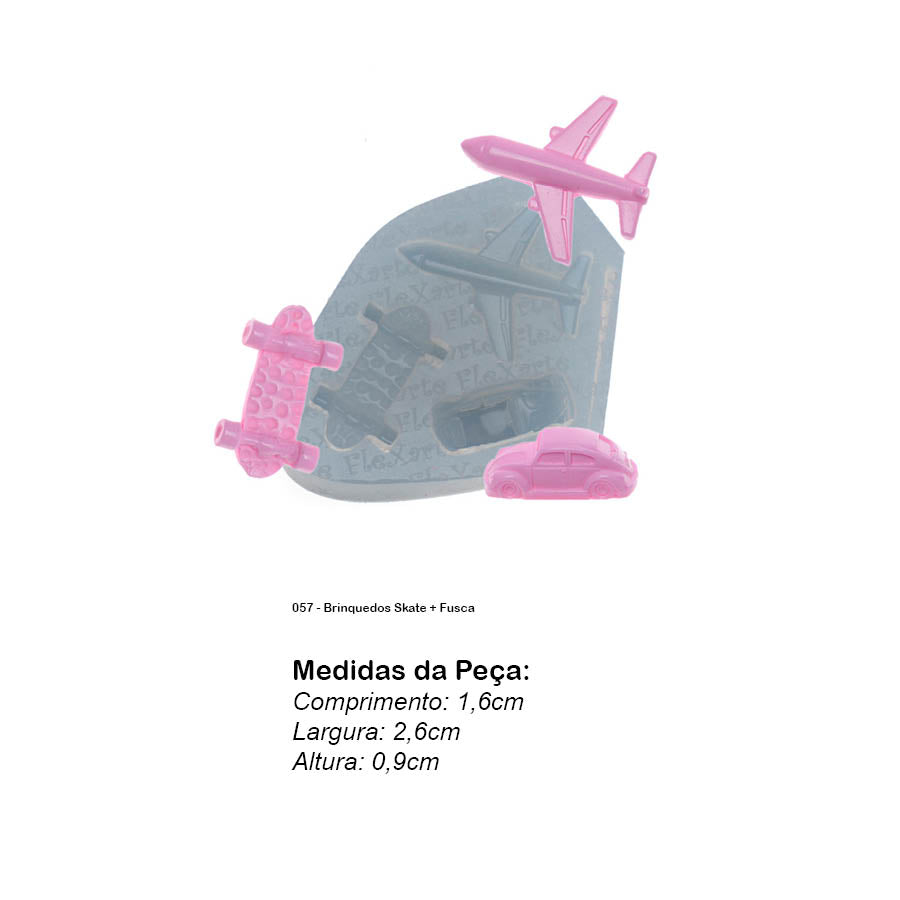 Molde de Silicone 057 - Brinquedos Skate + Fusca