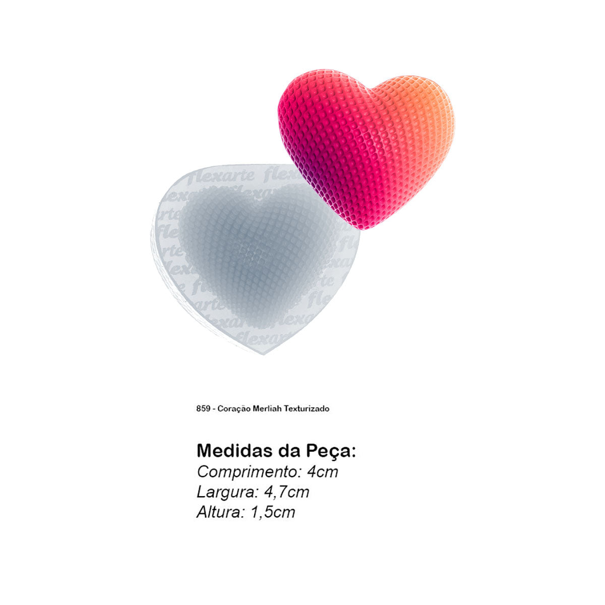 Molde de Silicone 859 - Coração Merliah Texturizado