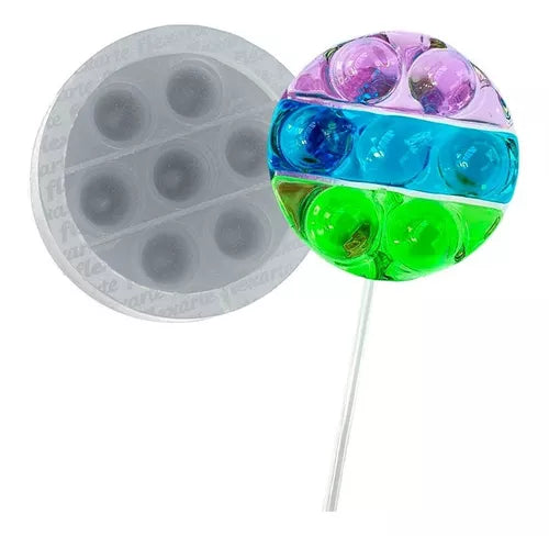 Kit C 2 Moldes De Pirulitos Fidget Pop It Redondo + Coração