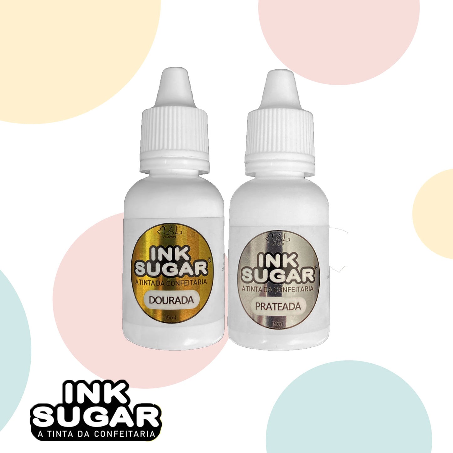 Kit Ink Sugar - 2 Cores (Dourada/Prateada) - 15ml