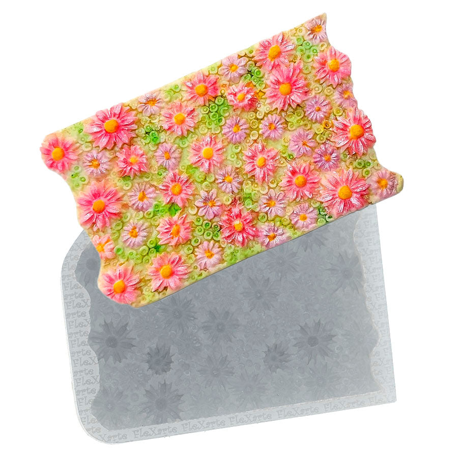 Molde de Silicone 805 - Textura Floral de Margaridas