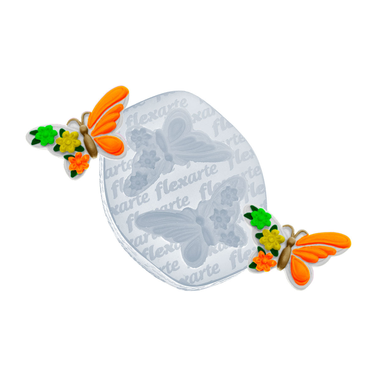 Molde de Silicone 968 - Dupla de Borboletas Meghan 3,5cm