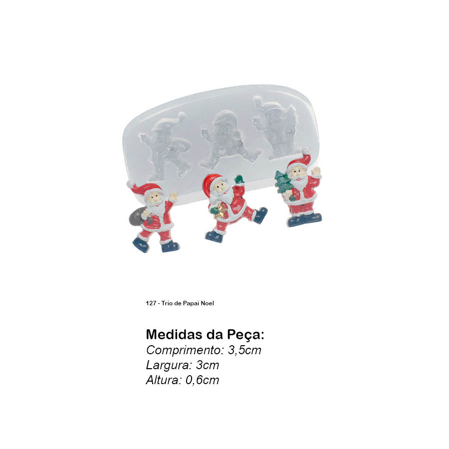 Molde de Silicone 127 - Trio de Papai Noel