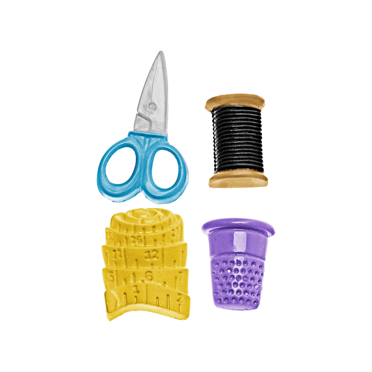 Molde de Silicone 953 - Kit de Costura Tesoura + Linha + Dedal + Fita Métrica